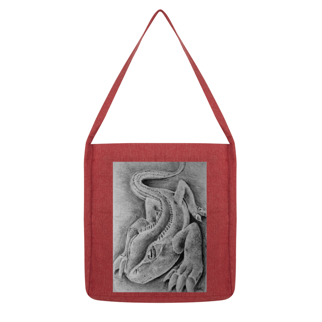 Lizzy the Lizard Classic Tote Bag made from recycled materials, featuring a stylish design and durable woven twill fabric.