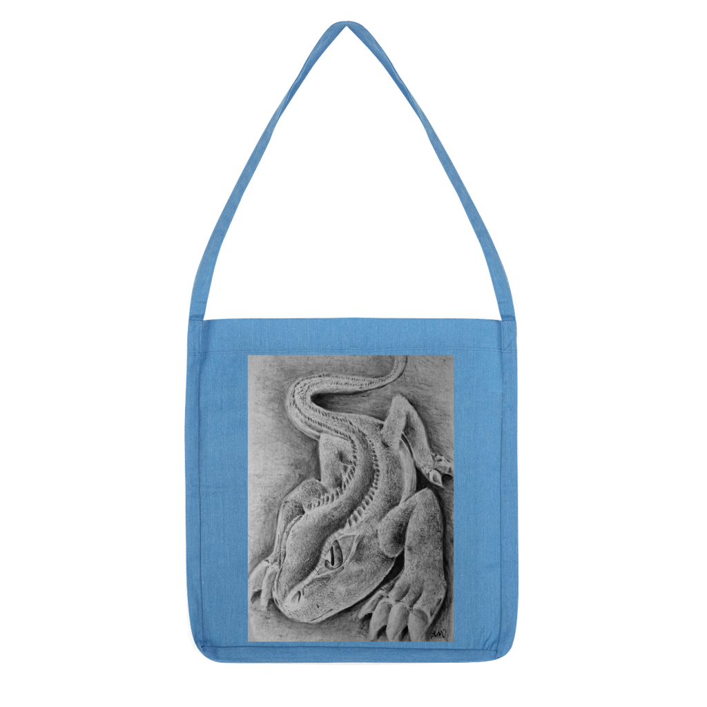 Lizzy the Lizard Classic Tote Bag made from recycled materials, featuring a stylish design and durable woven twill fabric.