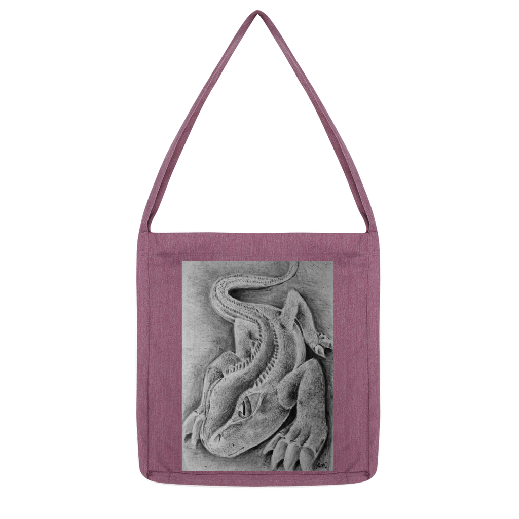 Lizzy the Lizard Classic Tote Bag made from recycled materials, featuring a stylish design and durable woven twill fabric.