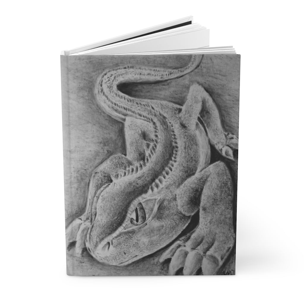 Lizzy the Lizard Hardcover Journal with a matte finish, featuring customizable covers and lined pages, perfect for personal journaling.