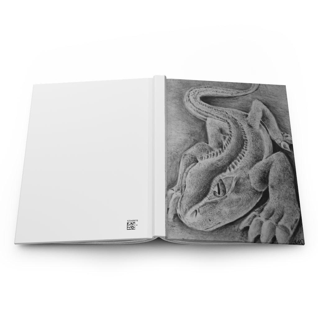 Lizzy the Lizard Hardcover Journal with a matte finish, featuring customizable covers and lined pages, perfect for personal journaling.