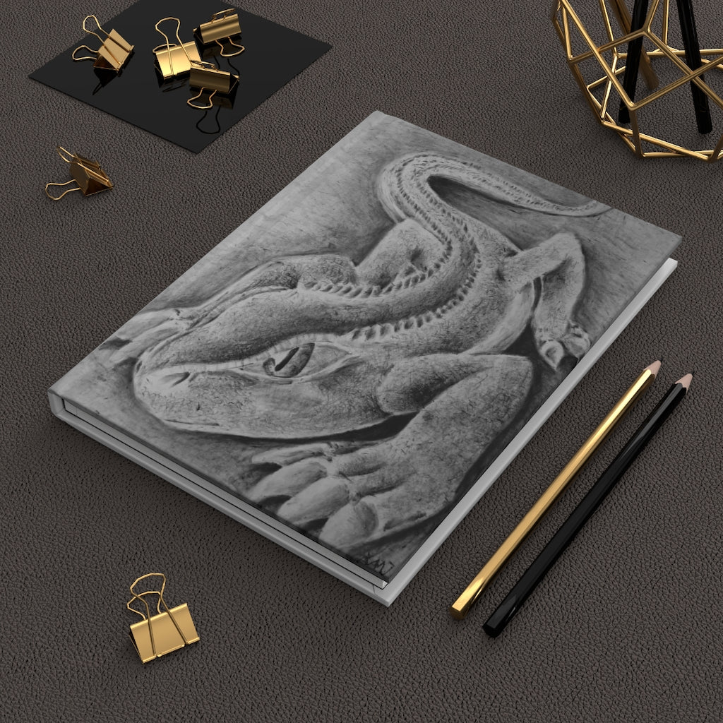 Lizzy the Lizard Hardcover Journal with a matte finish, featuring customizable covers and lined pages, perfect for personal journaling.