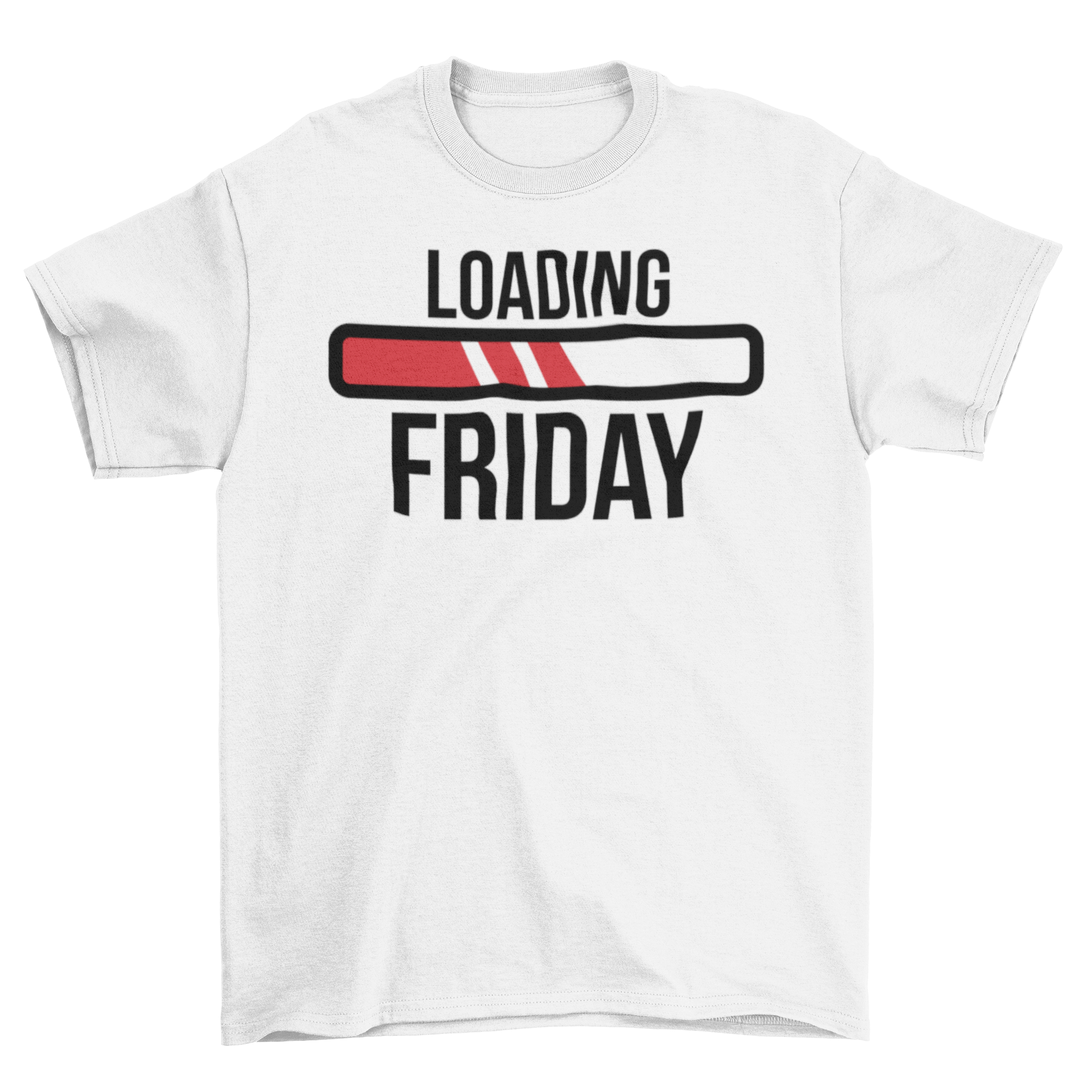 Loading Friday T-Shirt featuring a playful loading bar design, perfect for casual wear.