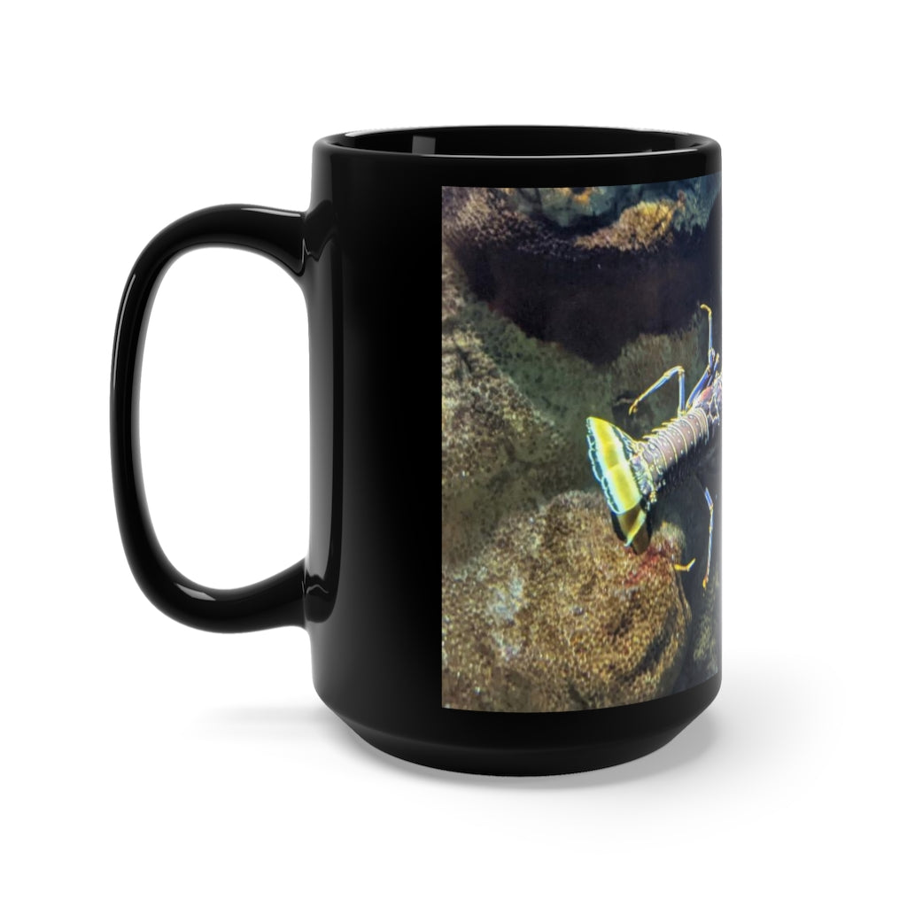 A stylish 15oz black ceramic mug with rounded corners and a comfortable C-handle, perfect for coffee and tea lovers.