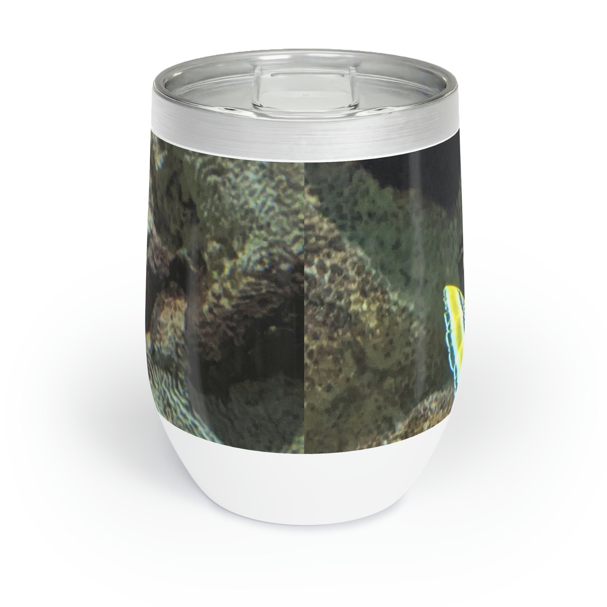 Lobster Chill Wine Tumbler in stainless steel with a customizable design, showcasing its double-insulated walls and stemless shape.