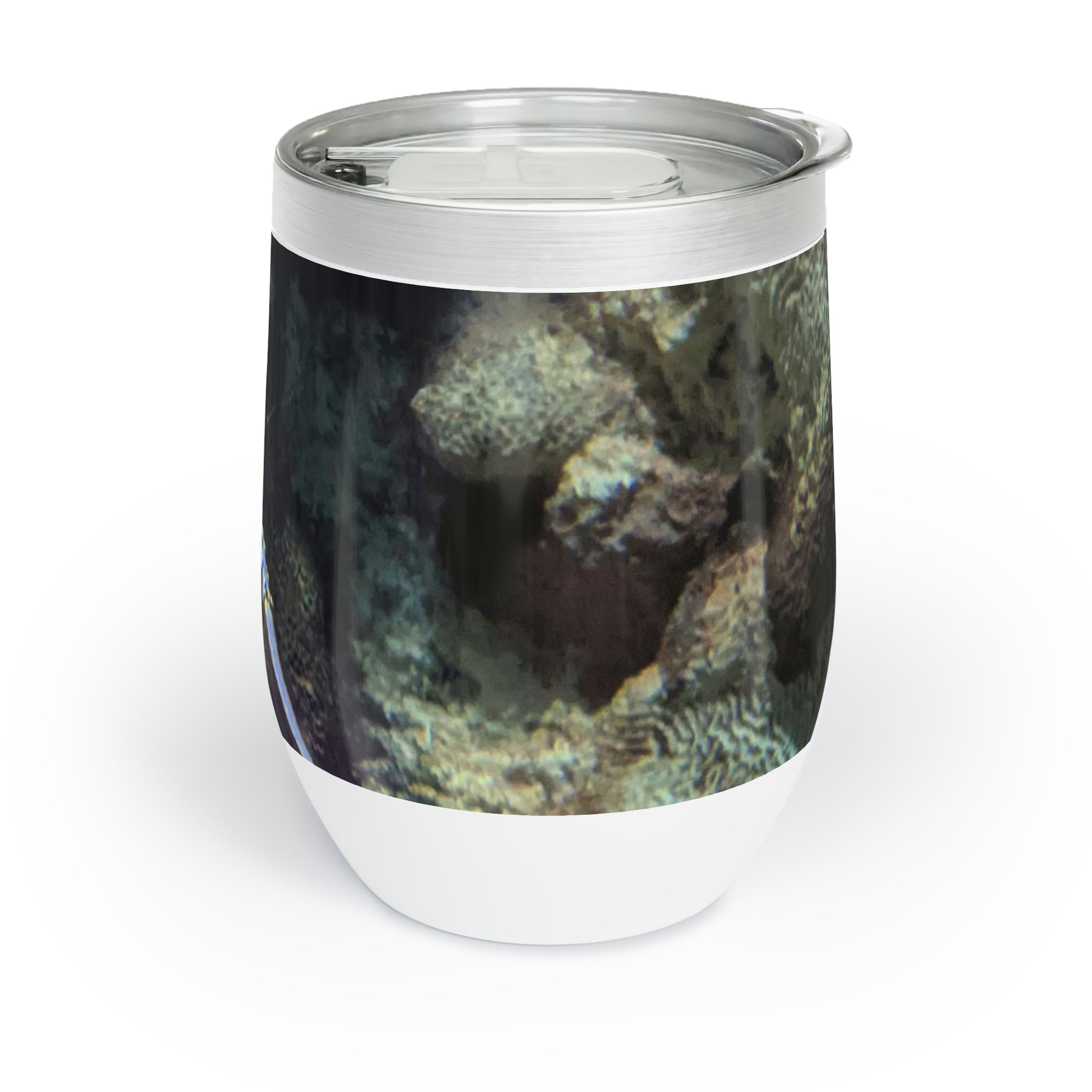 Lobster Chill Wine Tumbler in stainless steel with a customizable design, showcasing its double-insulated walls and stemless shape.