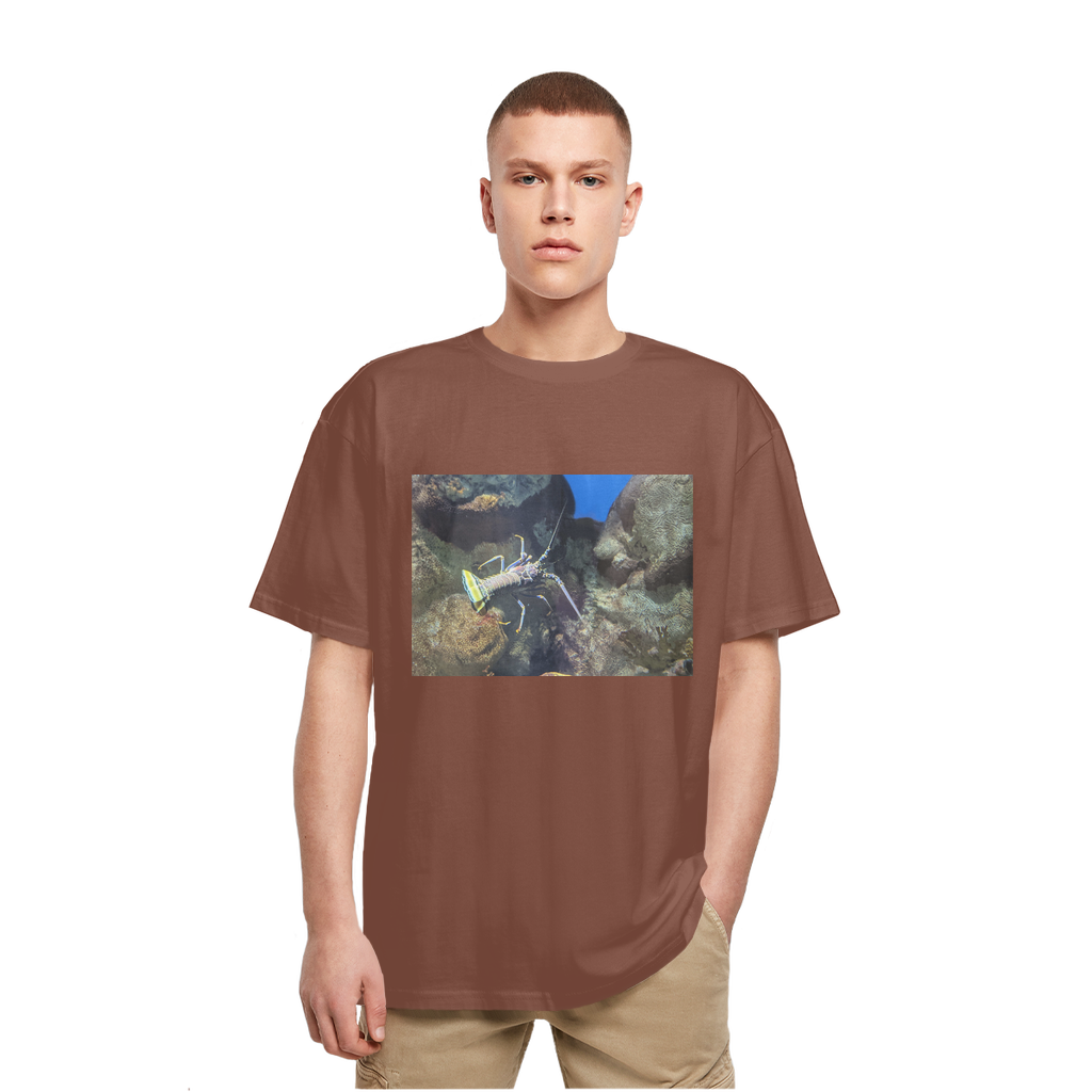 Lobster Heavy Oversized T-Shirt featuring a crew neck, dropped shoulders, and soft cotton fabric, perfect for casual streetwear.