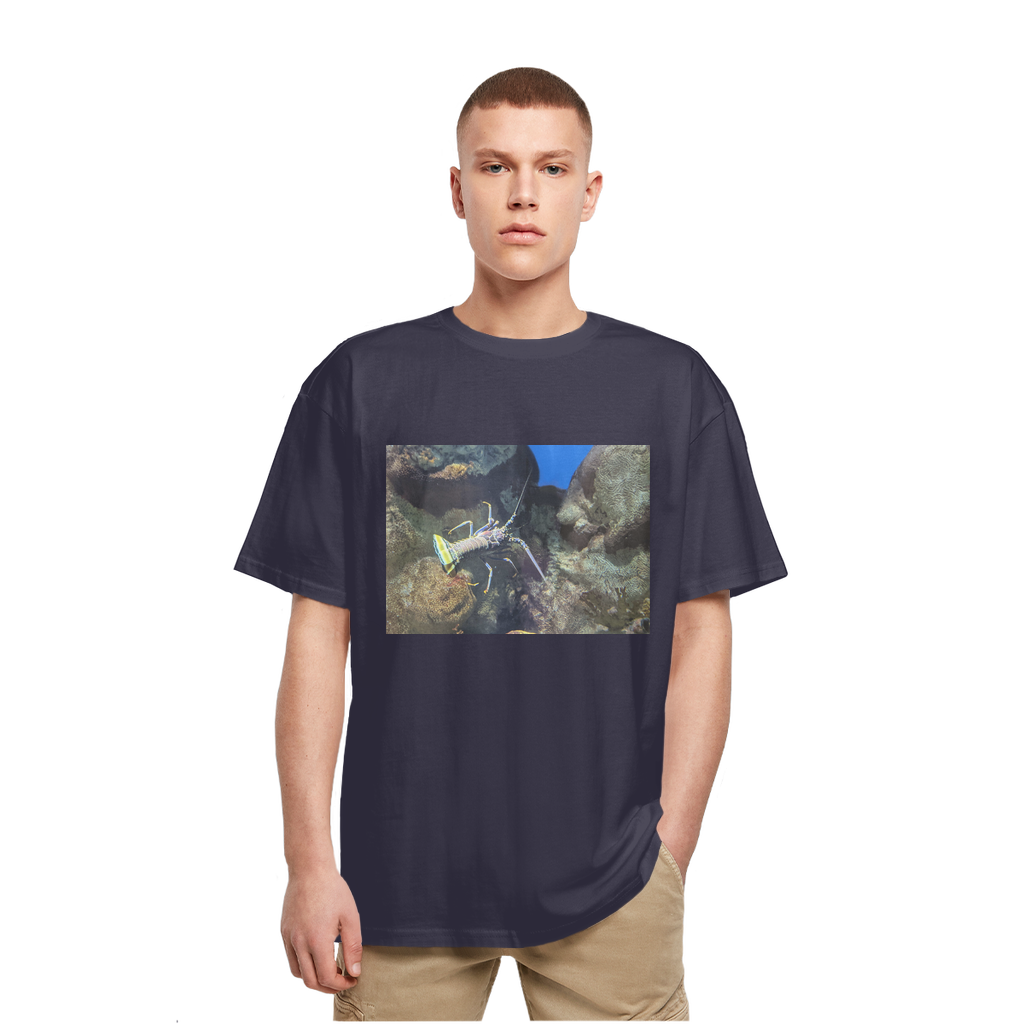 Lobster Heavy Oversized T-Shirt featuring a crew neck, dropped shoulders, and soft cotton fabric, perfect for casual streetwear.