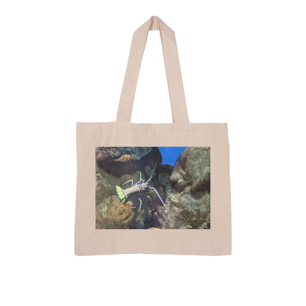 Lobster Large Organic Tote Bag made from 100% organic cotton, featuring internal pockets and eco-friendly design.