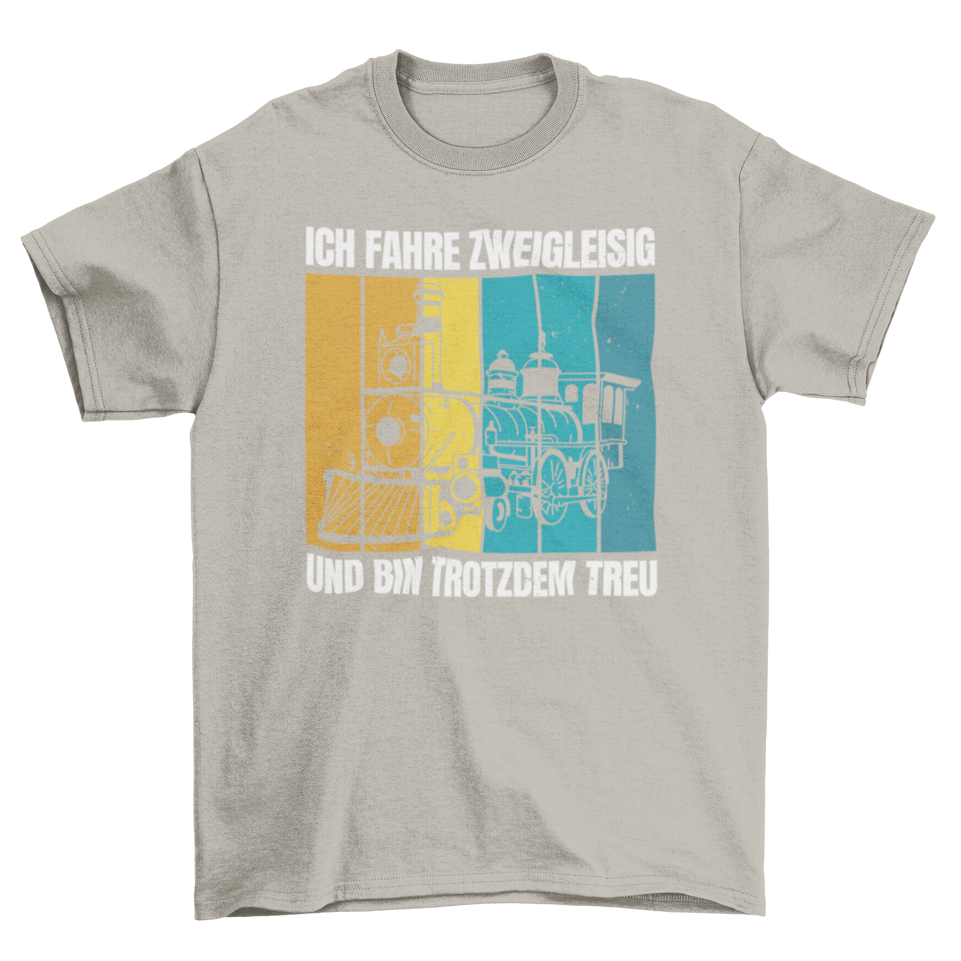 A stylish Locomotive German T-shirt featuring a locomotive design and a humorous German quote about loyalty.