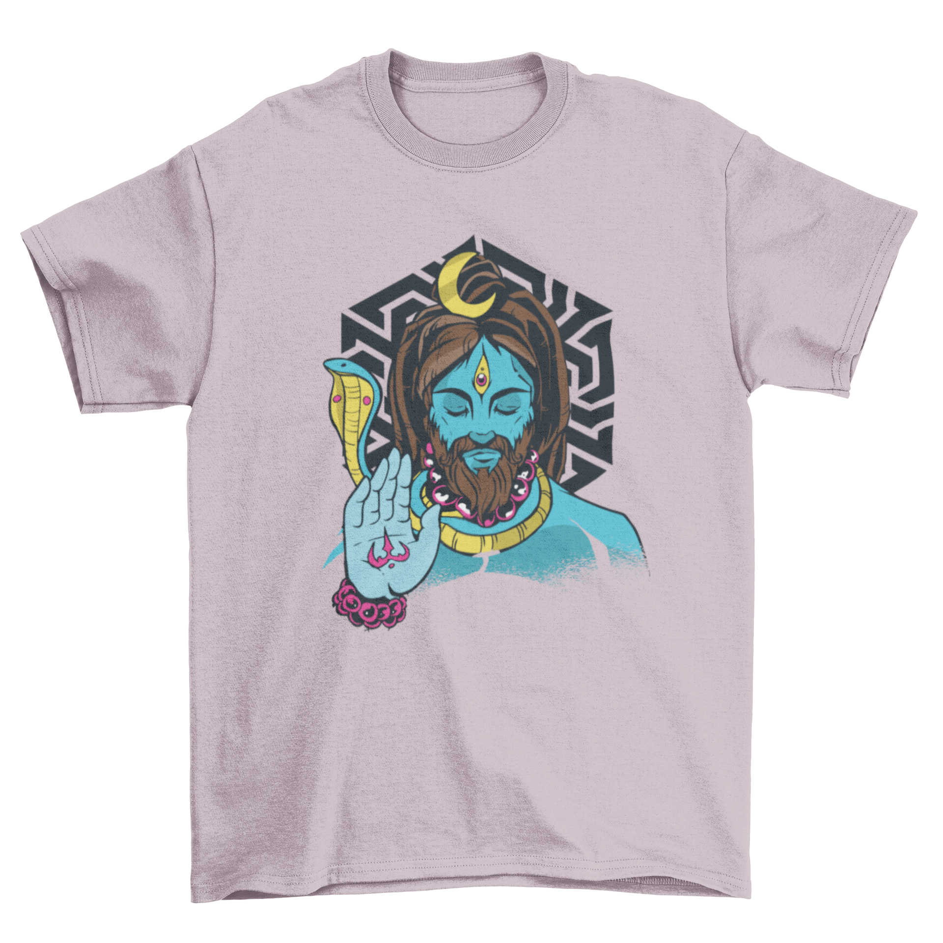 A stylish T-shirt featuring a detailed illustration of Lord Shiva, showcasing his divine presence.