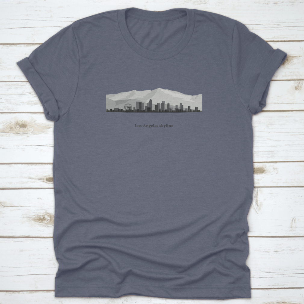 Black and white vector silhouette of the Los Angeles city skyline, showcasing iconic buildings and structures in a minimalist design.