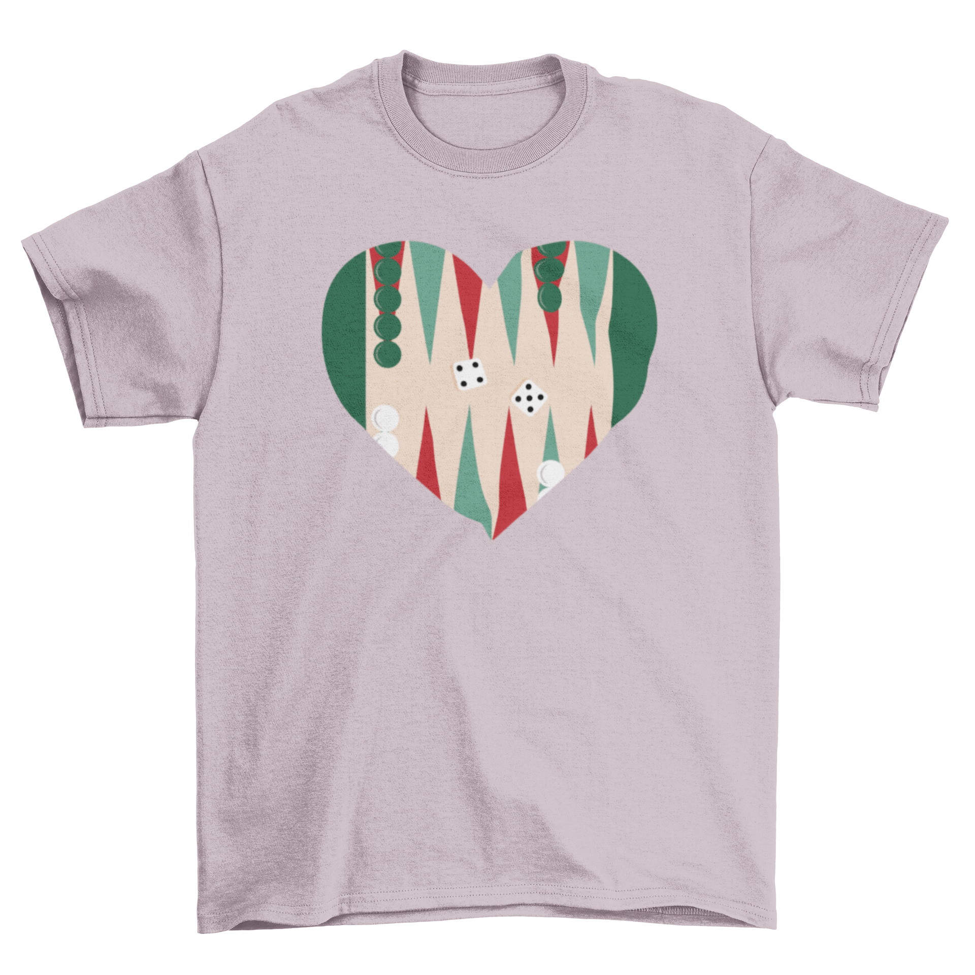 Love Backgammon Heart T-Shirt featuring a heart-shaped backgammon board design.