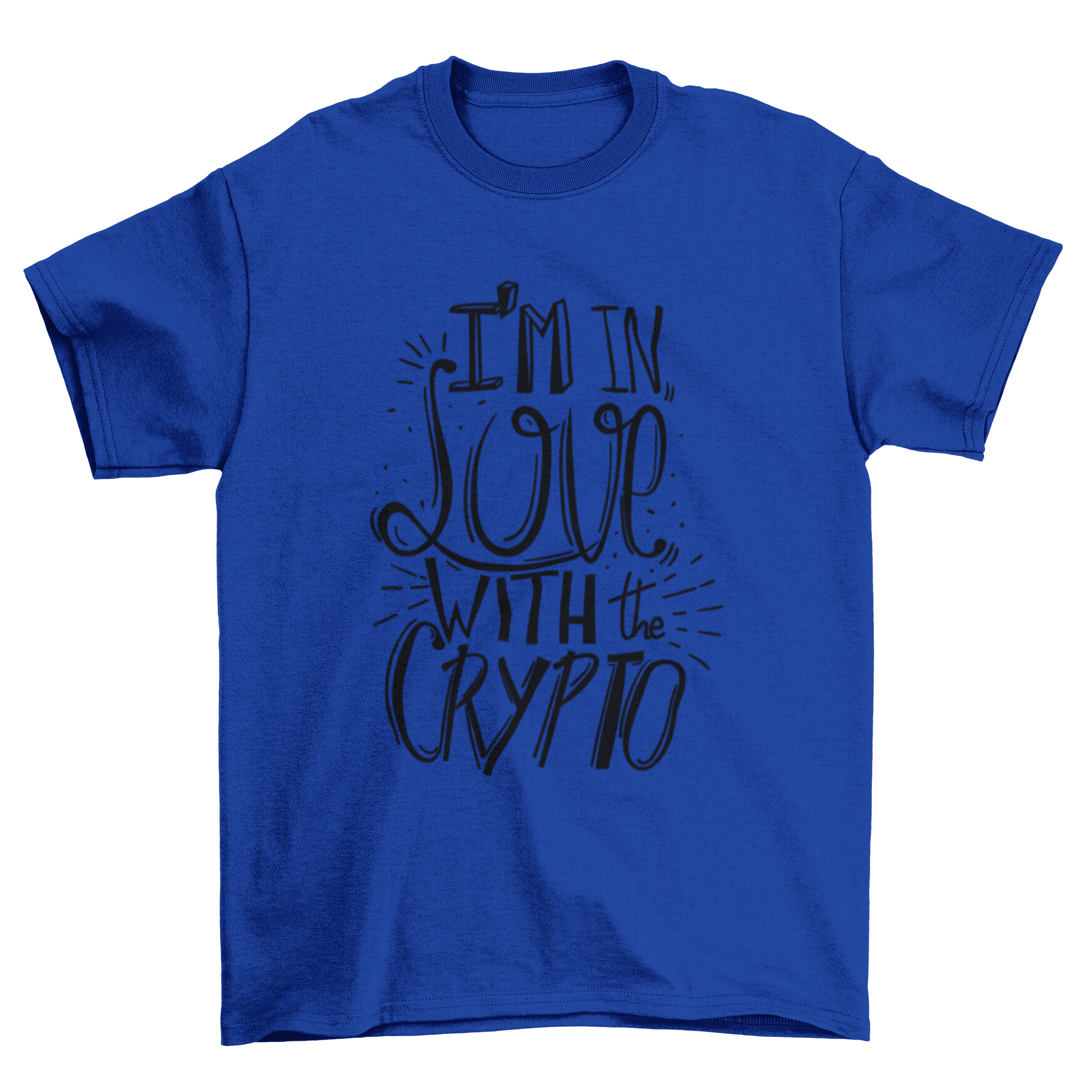 A stylish Love Crypto T-Shirt featuring a bold 'I'm in love' graphic, perfect for cryptocurrency enthusiasts.