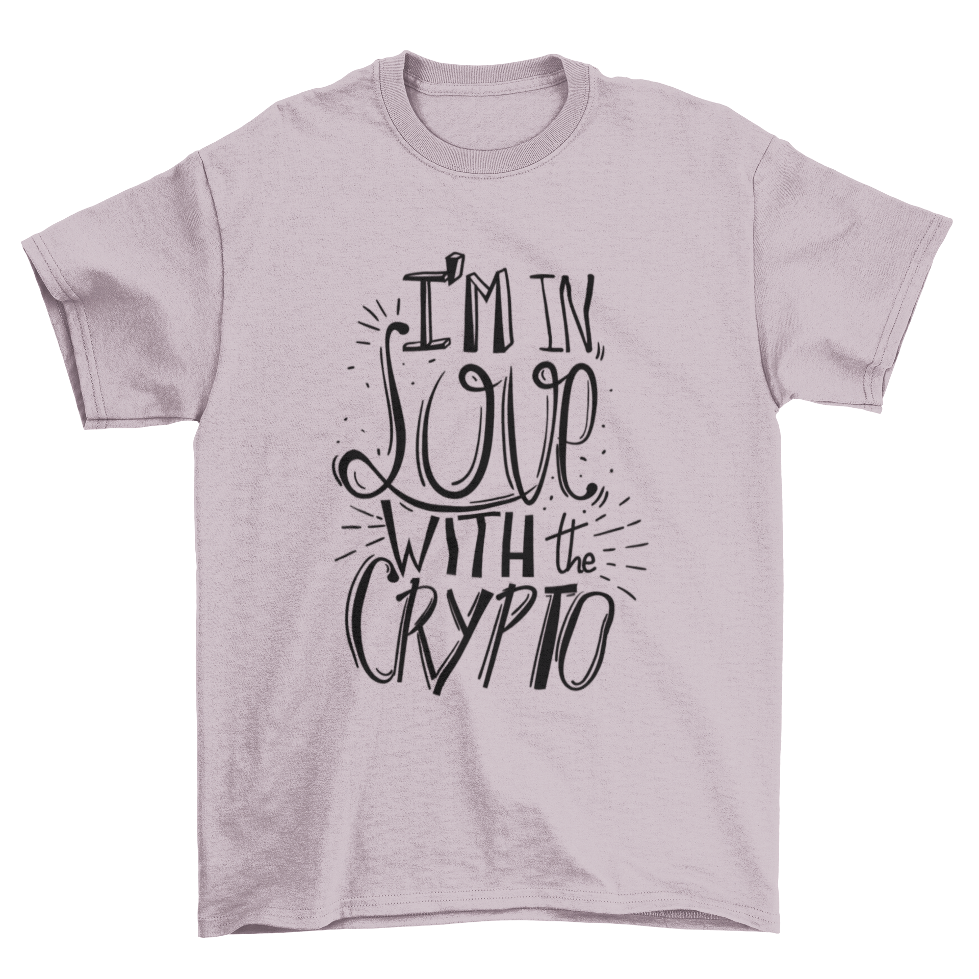 A stylish Love Crypto T-Shirt featuring a bold 'I'm in love' graphic, perfect for cryptocurrency enthusiasts.