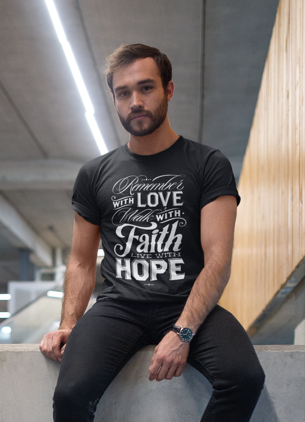 Love, Faith, Hope T-shirt made from soft ringspun cotton, featuring a stylish design for self-expression.