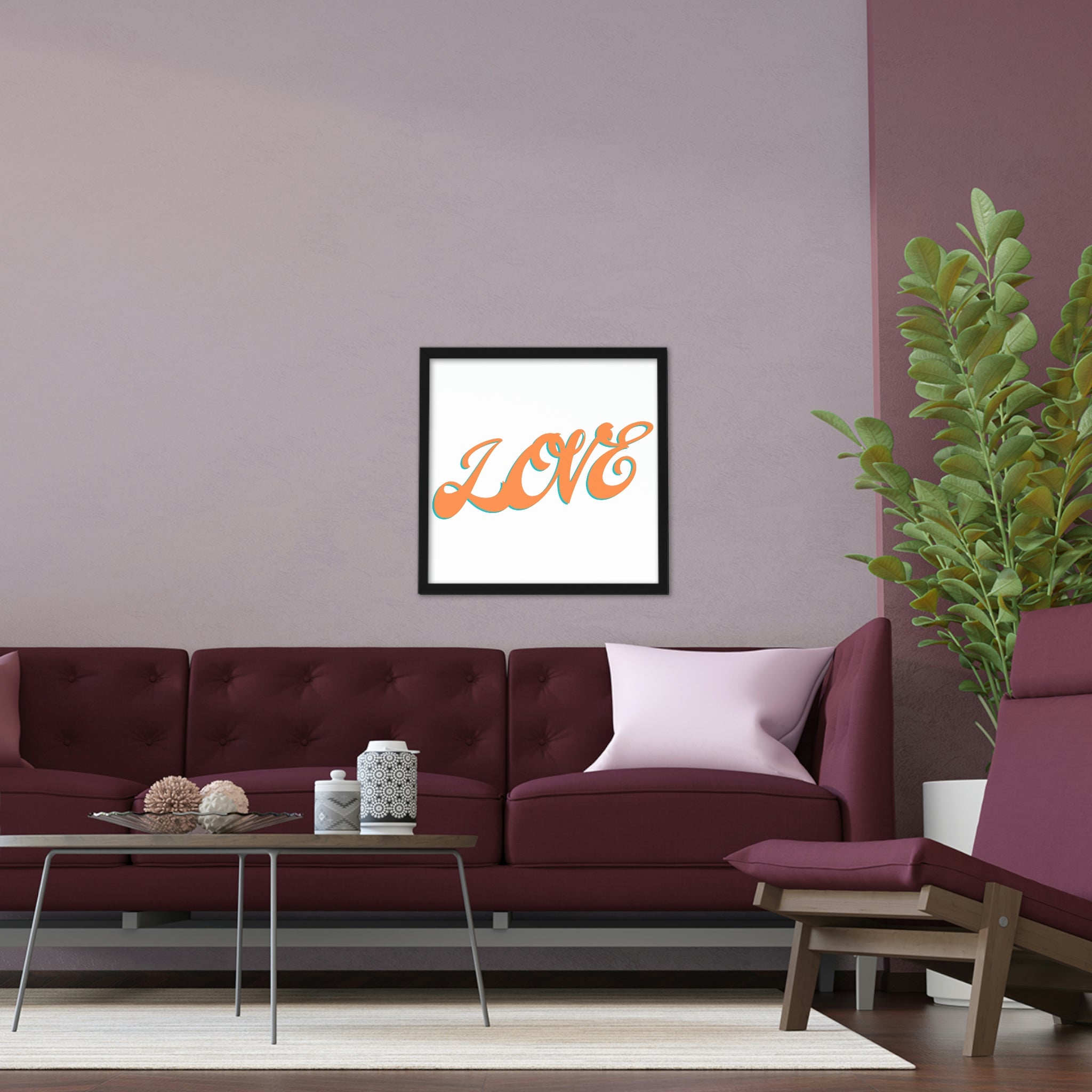 A beautifully framed Love Framed Poster showcasing vibrant colors and a hand-crafted wooden frame, perfect for home decor.