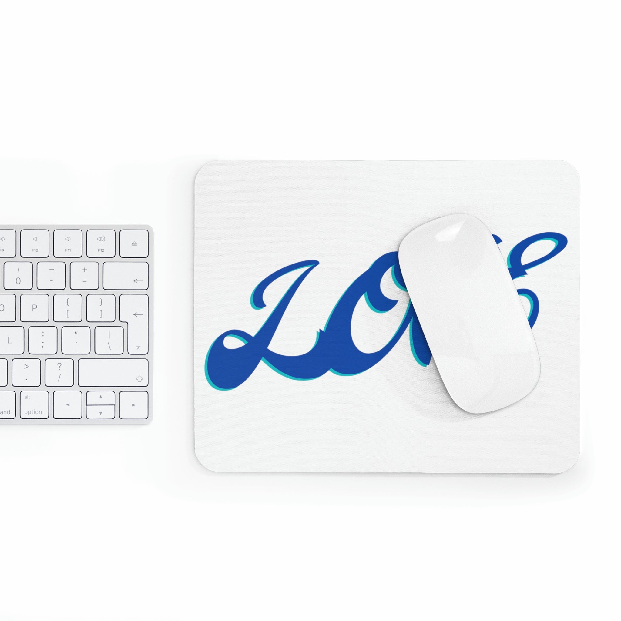 A stylish Love Mouse Pad featuring a personalized design, made of durable neoprene with a non-slip surface.