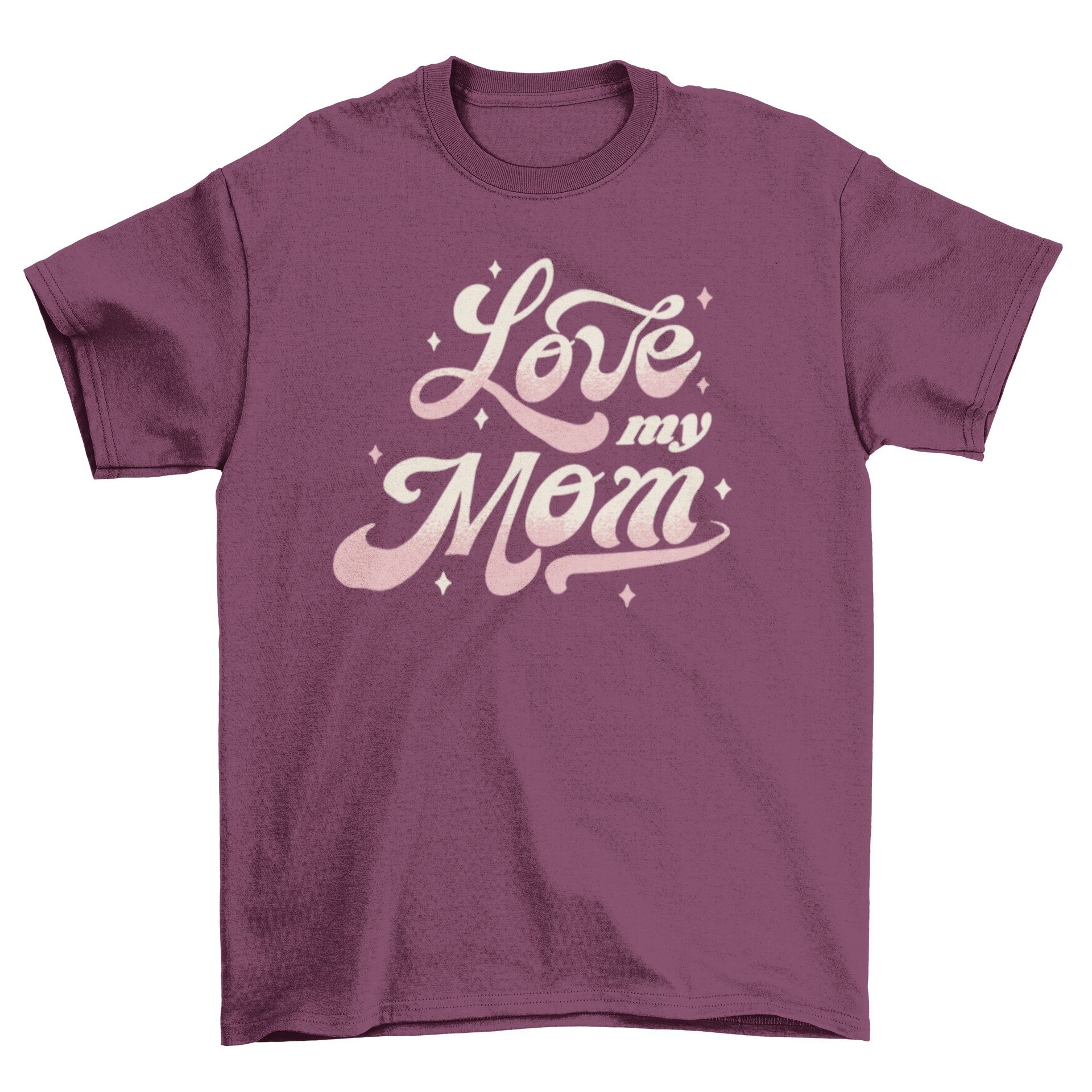 A stylish t-shirt featuring the quote 'Love my mom' in a beautiful design, perfect for expressing affection.