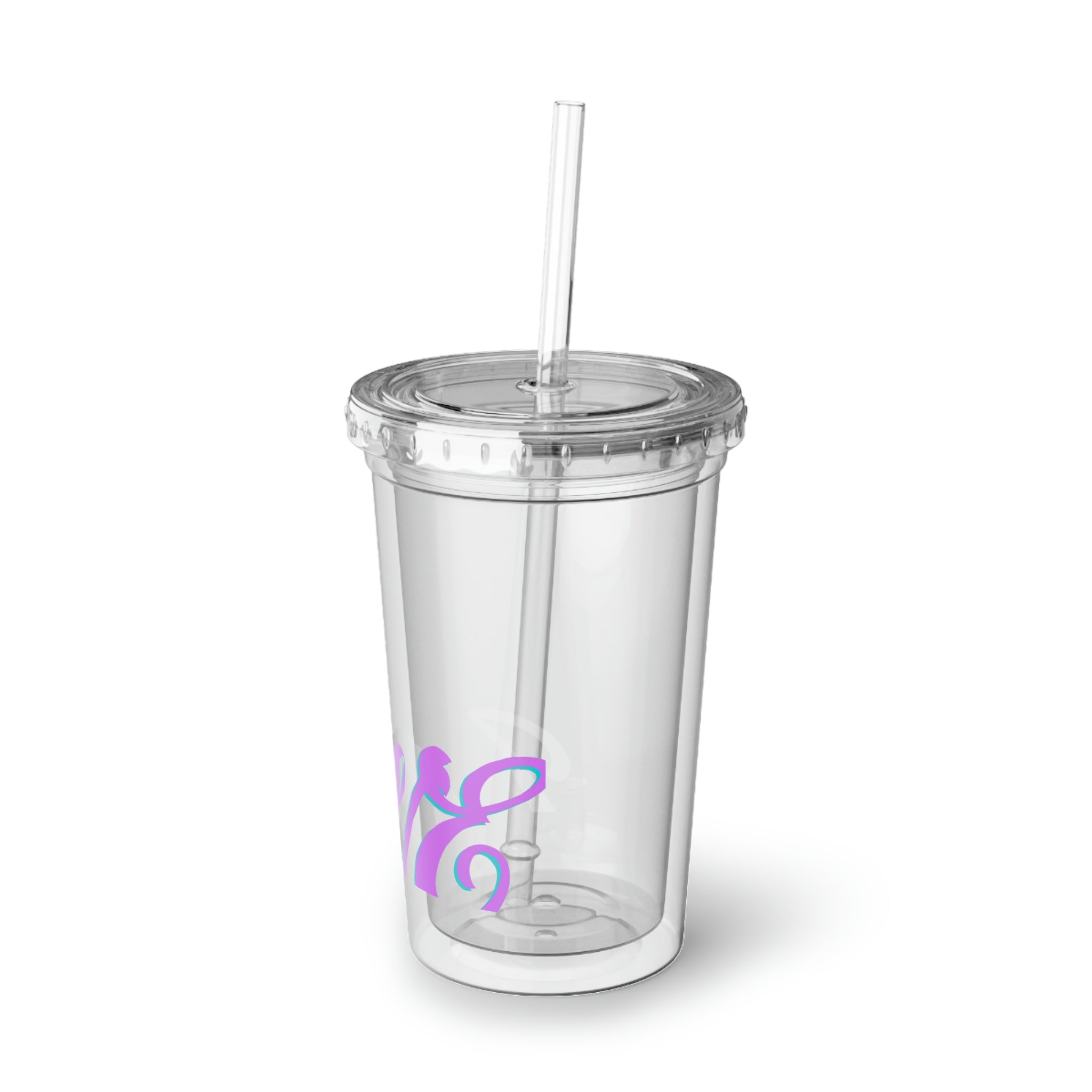 Love Suave Acrylic Cup with vibrant artwork, double-wall insulation, and a straw, perfect for hot and cold beverages.