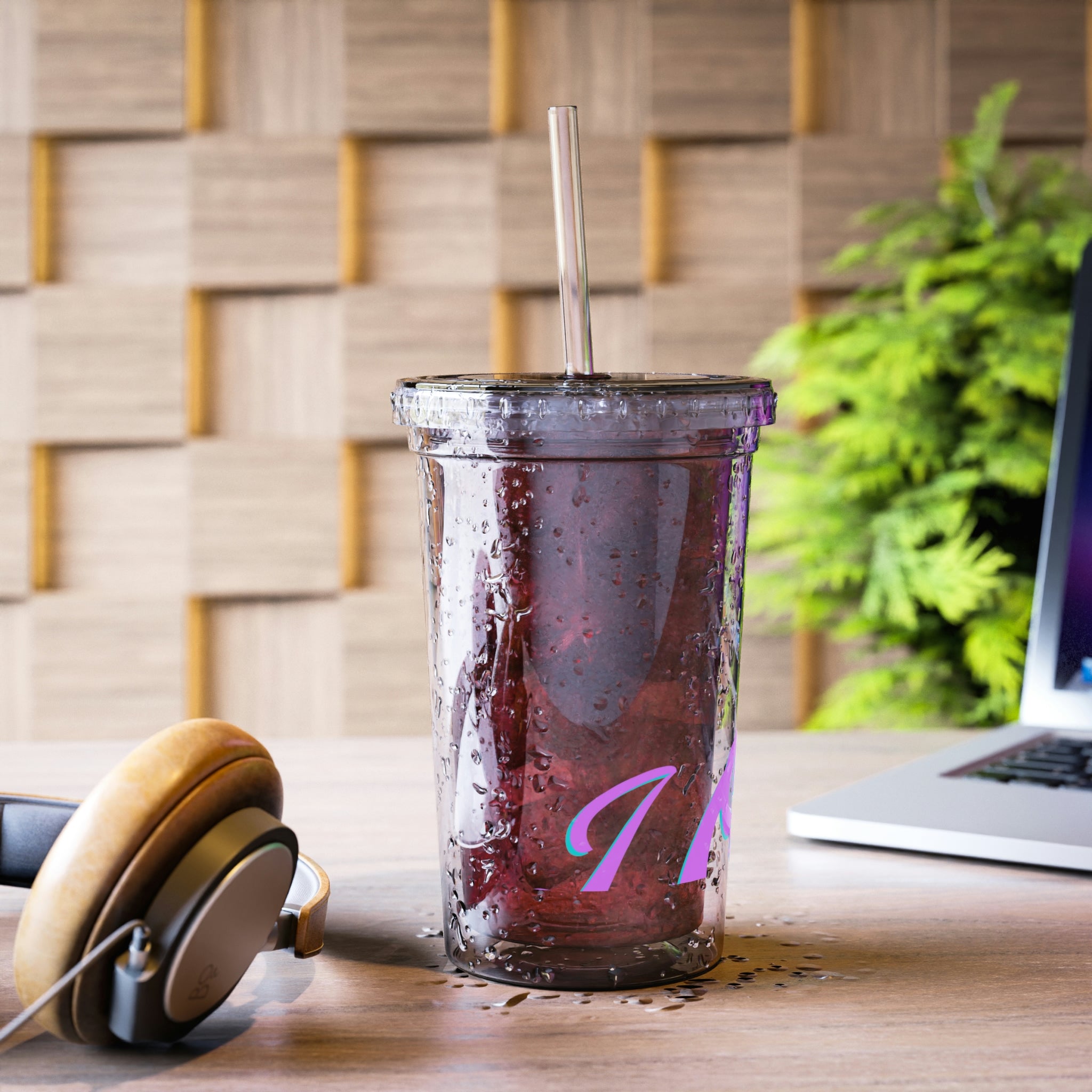 Love Suave Acrylic Cup with vibrant artwork, double-wall insulation, and a straw, perfect for hot and cold beverages.