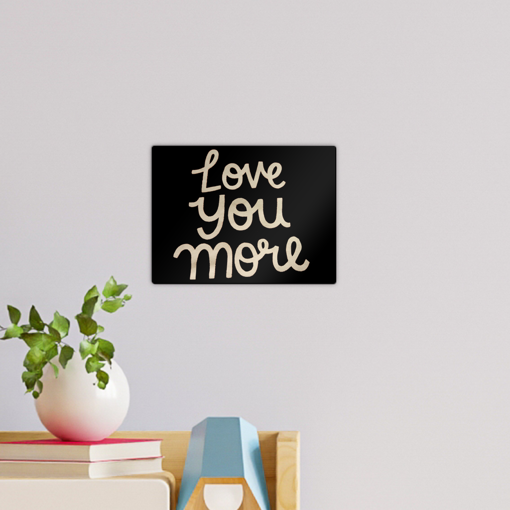 Love You More Wall Tile in gloss white finish, showcasing repositionable adhesive mounting for easy photo display.