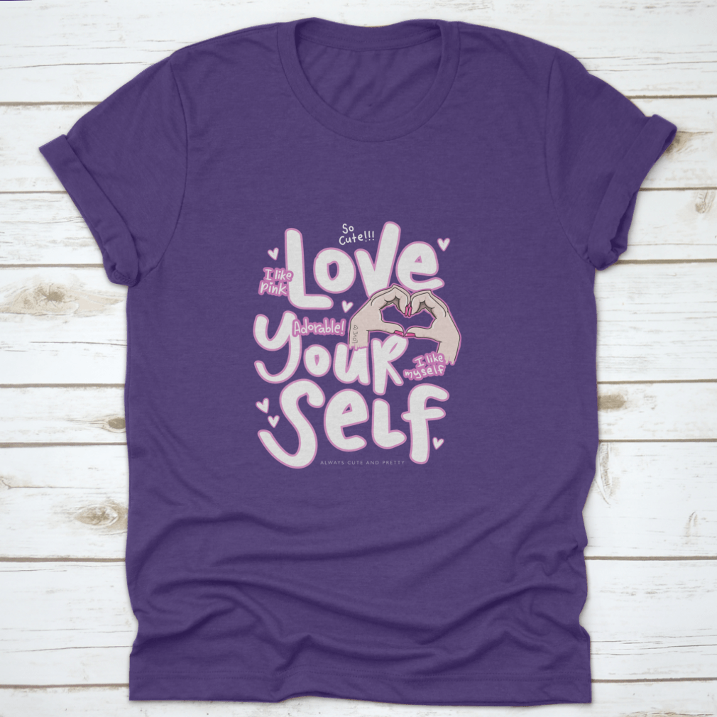 A cute pink t-shirt featuring the phrase 'I Like Pink I Like Myself', showcasing a stylish and positive design.