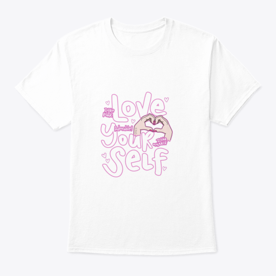 A cute pink t-shirt featuring the phrase 'I Like Pink I Like Myself', showcasing a stylish and positive design.