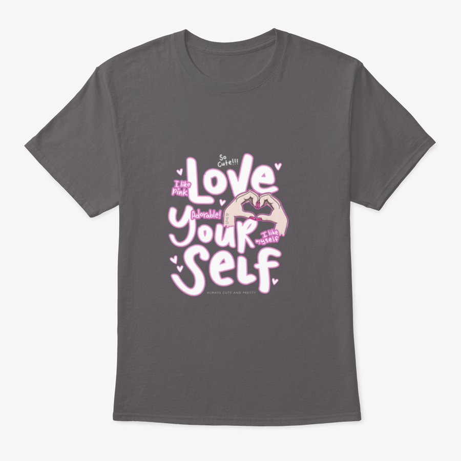 A cute pink t-shirt featuring the phrase 'I Like Pink I Like Myself', showcasing a stylish and positive design.