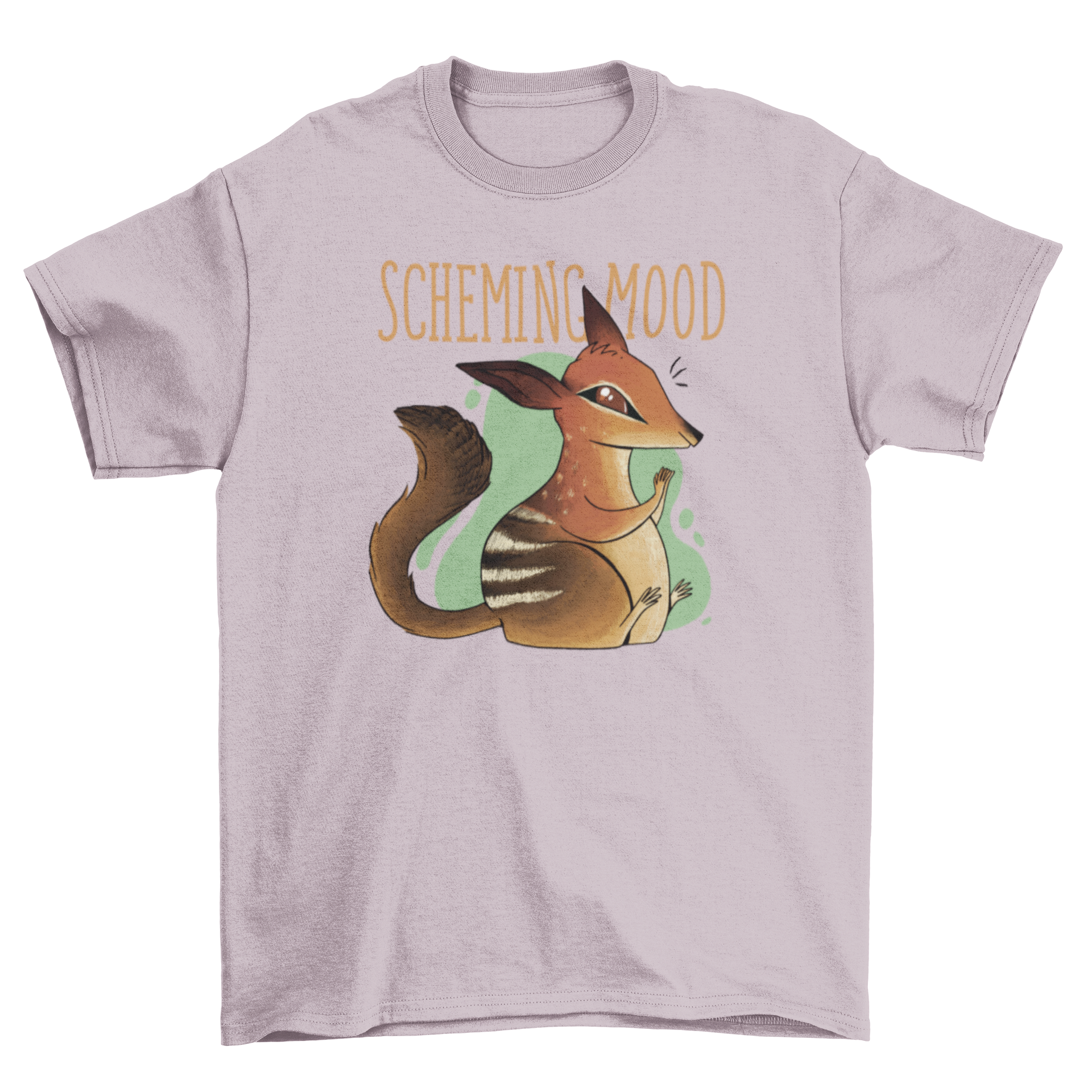 Lovely Fashion Cute Numbat T-shirt featuring a numbat graphic and the quote 'Scheming mood', perfect for wildlife lovers.