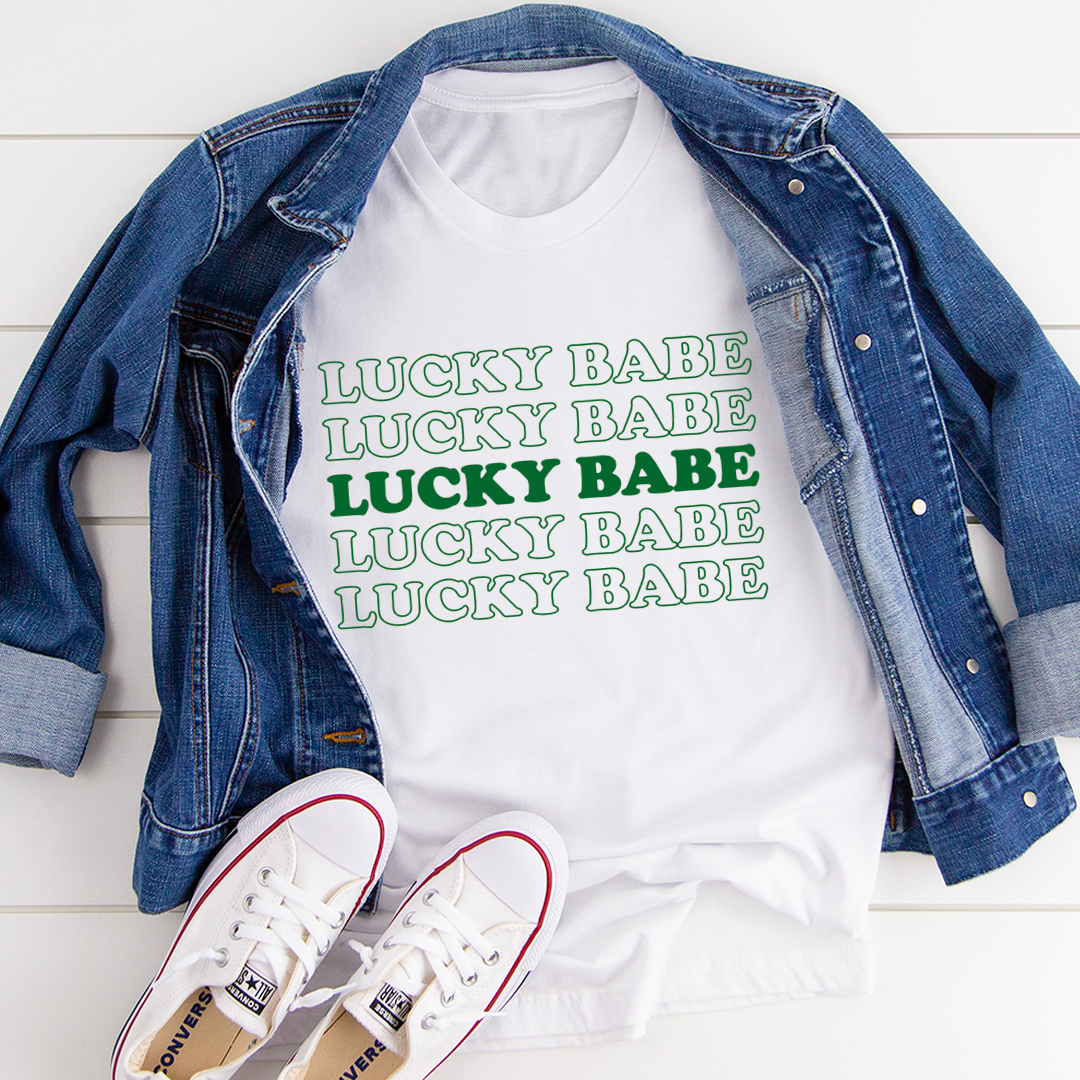 Lucky Babe T-Shirt made from soft ring-spun cotton, featuring double stitching for durability and a stylish design.