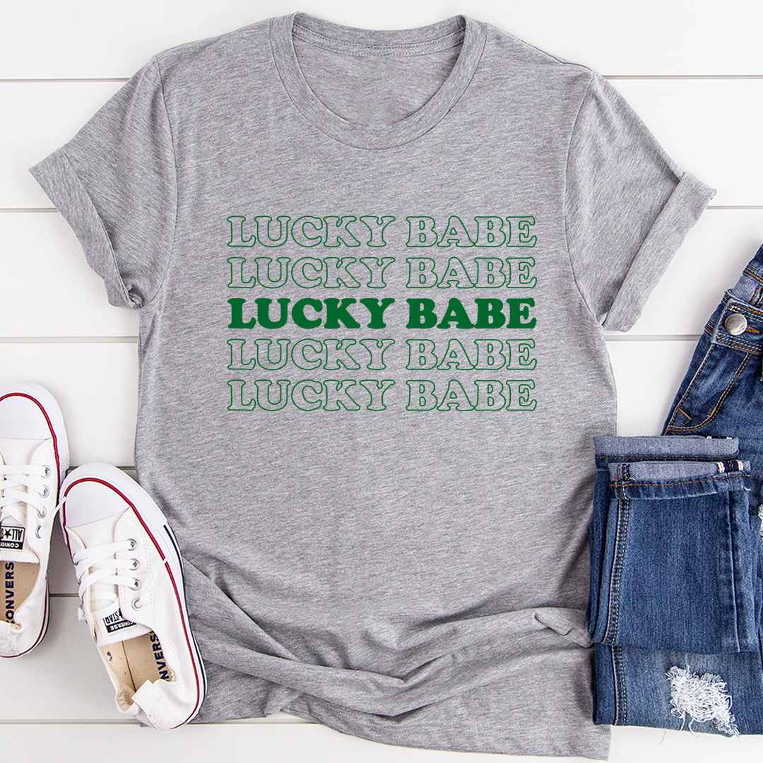 Lucky Babe T-Shirt made from soft ring-spun cotton, featuring double stitching for durability and a stylish design.