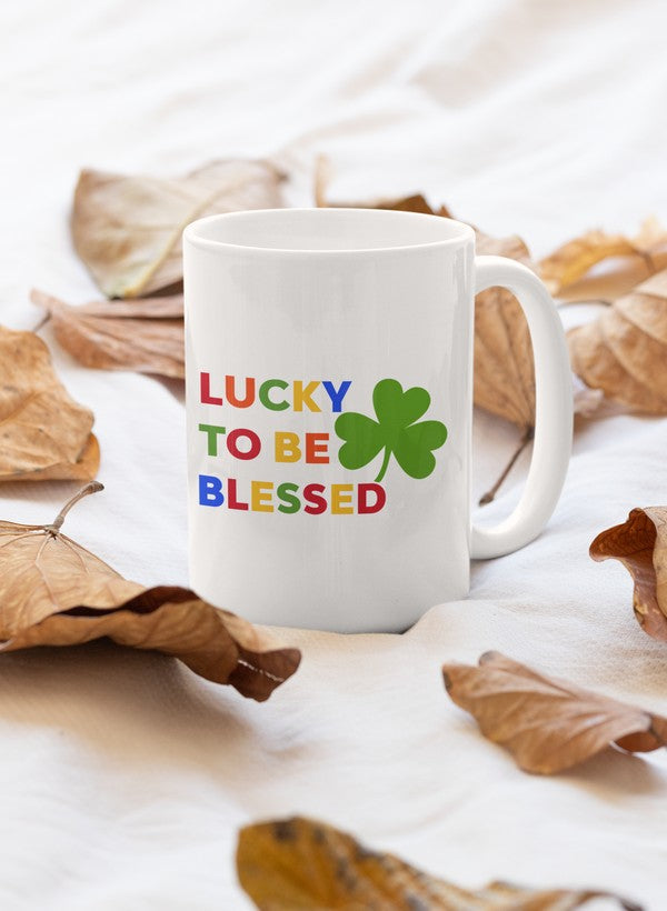 Lucky To Be Blessed Mug with glossy finish and sturdy handle, perfect for coffee and tea.