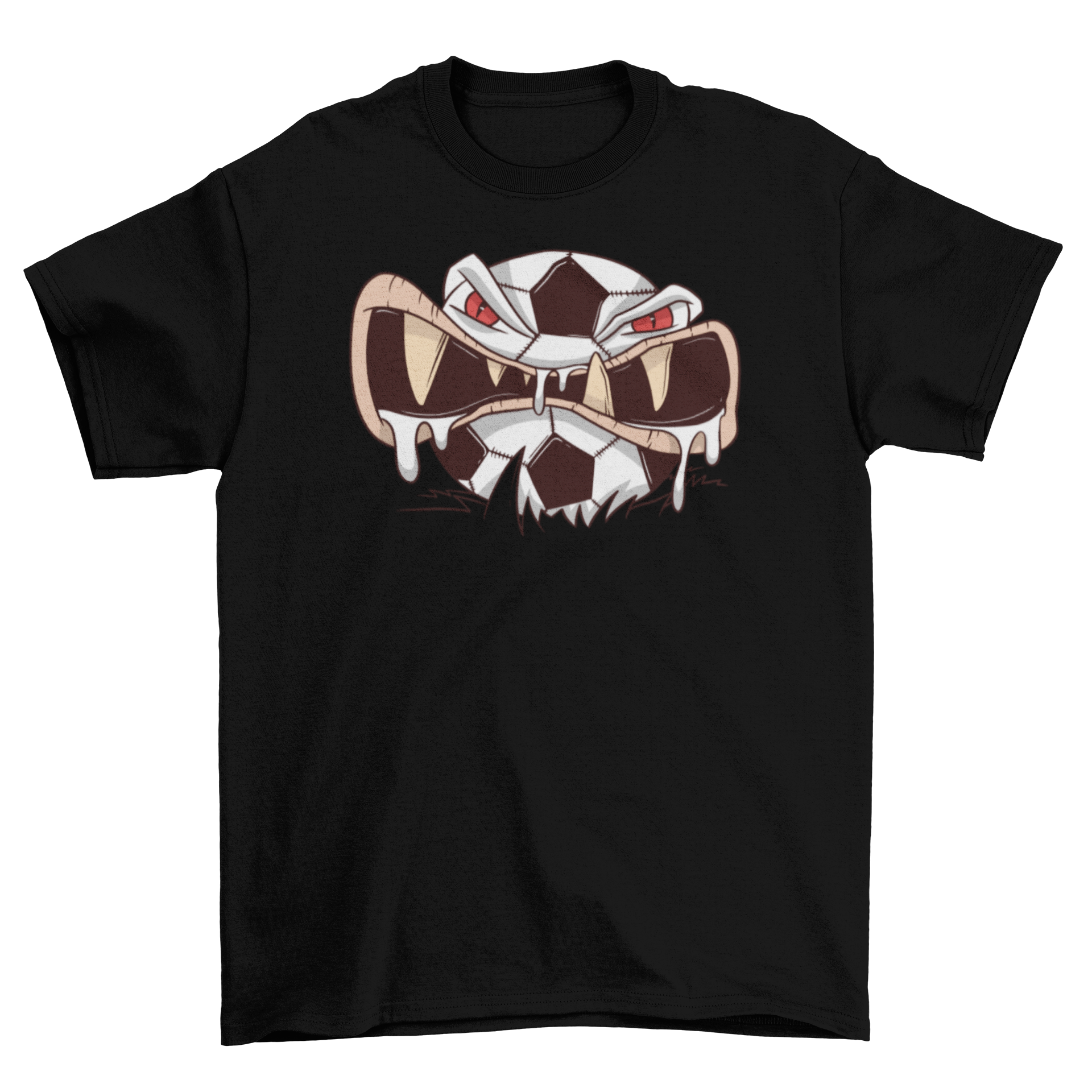 Mad football t-shirt featuring a fierce illustration of an angry football, perfect for football fans.