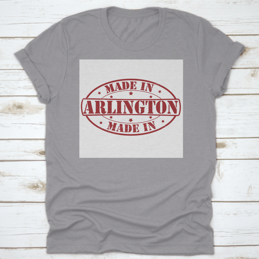 A vibrant red shirt featuring the Arlington Made sign, showcasing Texas pride with a classic fit and comfortable fabric.