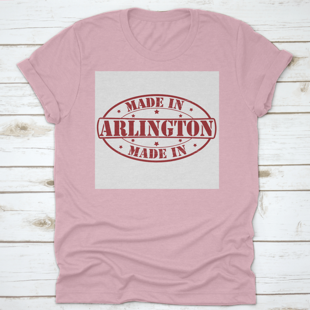 A vibrant red shirt featuring the Arlington Made sign, showcasing Texas pride with a classic fit and comfortable fabric.