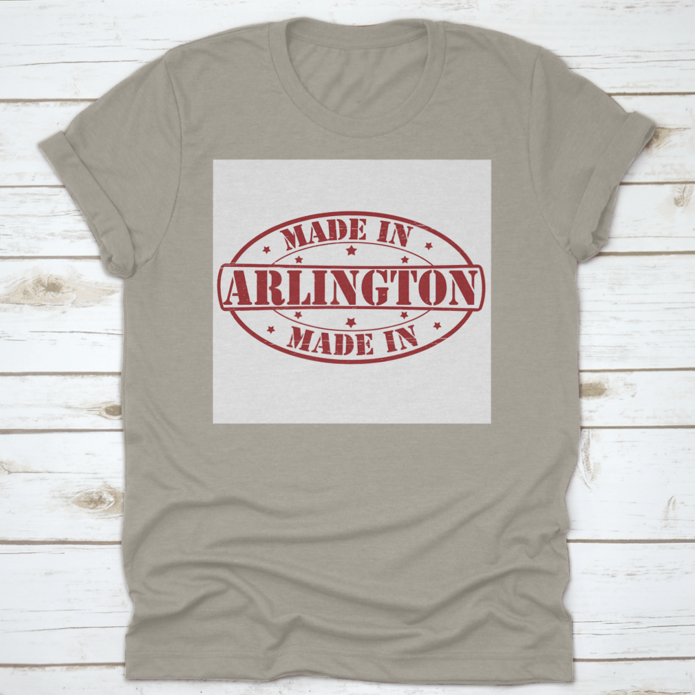 A vibrant red shirt featuring the Arlington Made sign, showcasing Texas pride with a classic fit and comfortable fabric.