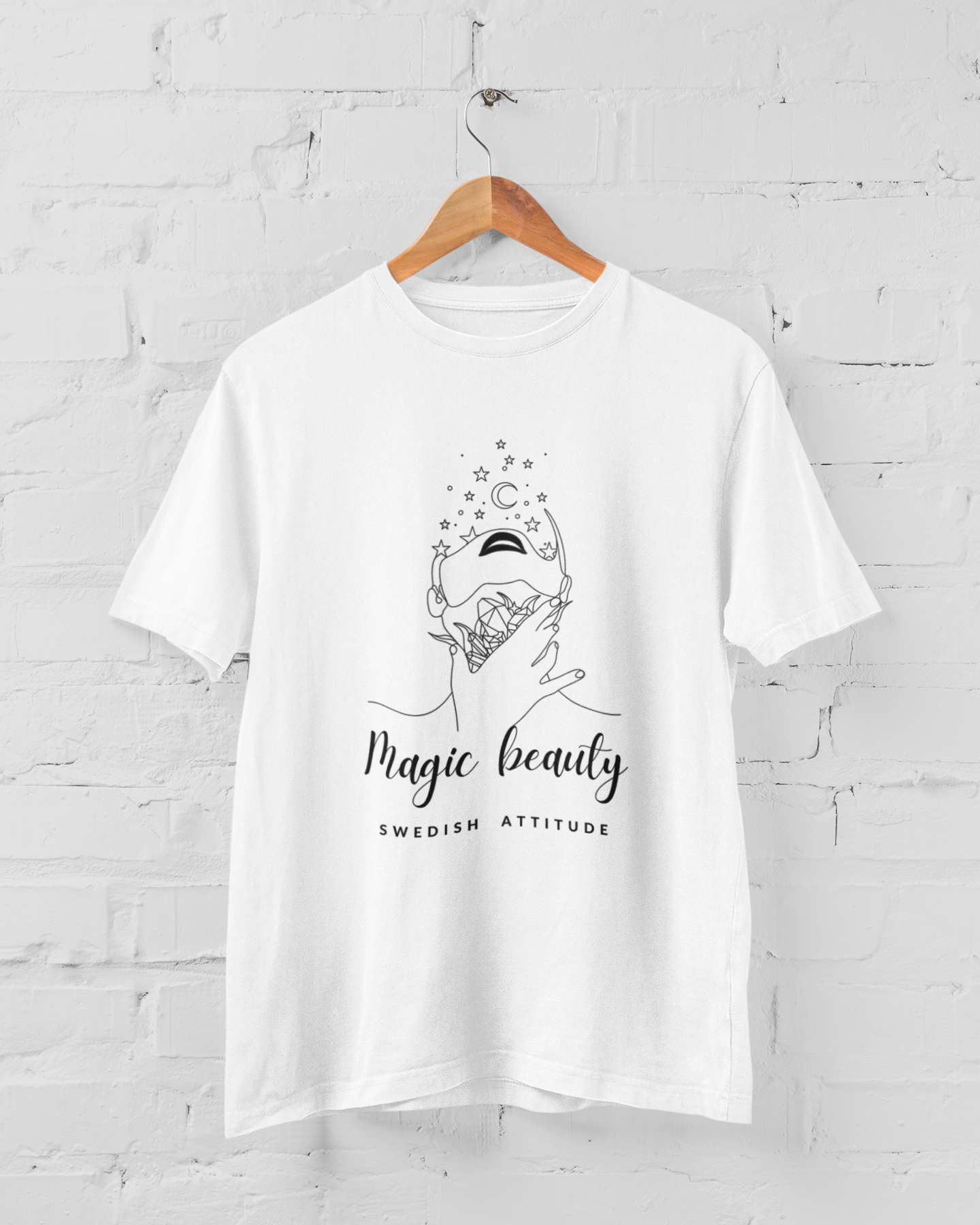 Magic Beauty unisex t-shirt in various colors, showcasing its stylish fitted sleeves and durable cotton fabric.