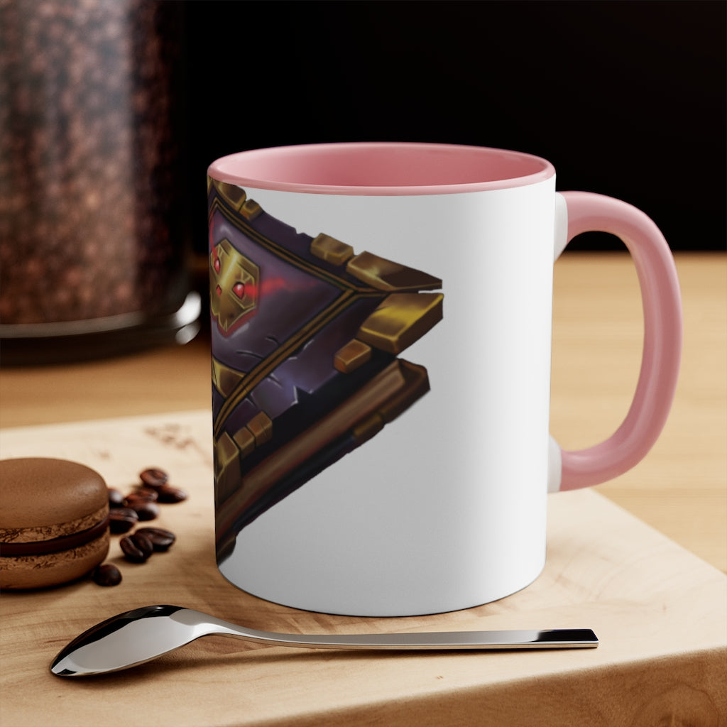 A stylish Magic Book Accent Mug featuring a white exterior with a colored interior and handle, available in three color options.