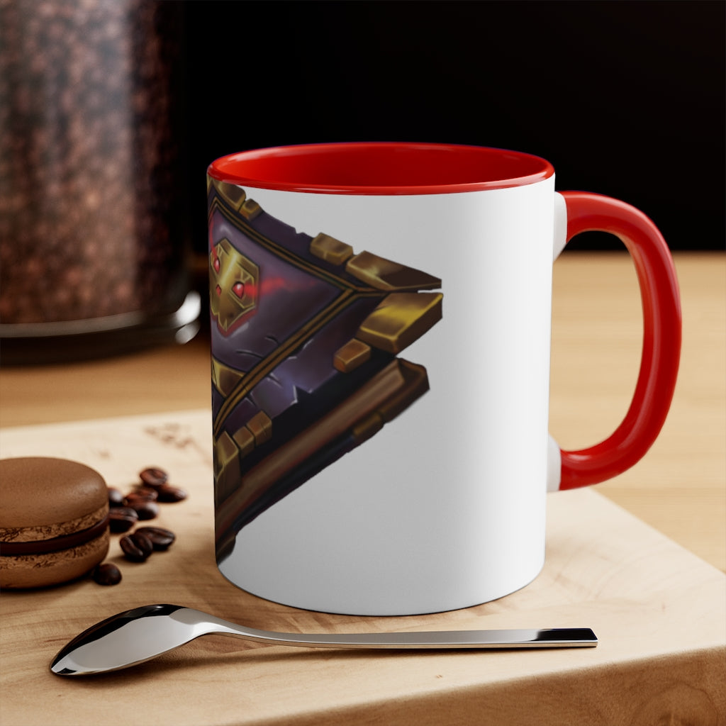 A stylish Magic Book Accent Mug featuring a white exterior with a colored interior and handle, available in three color options.