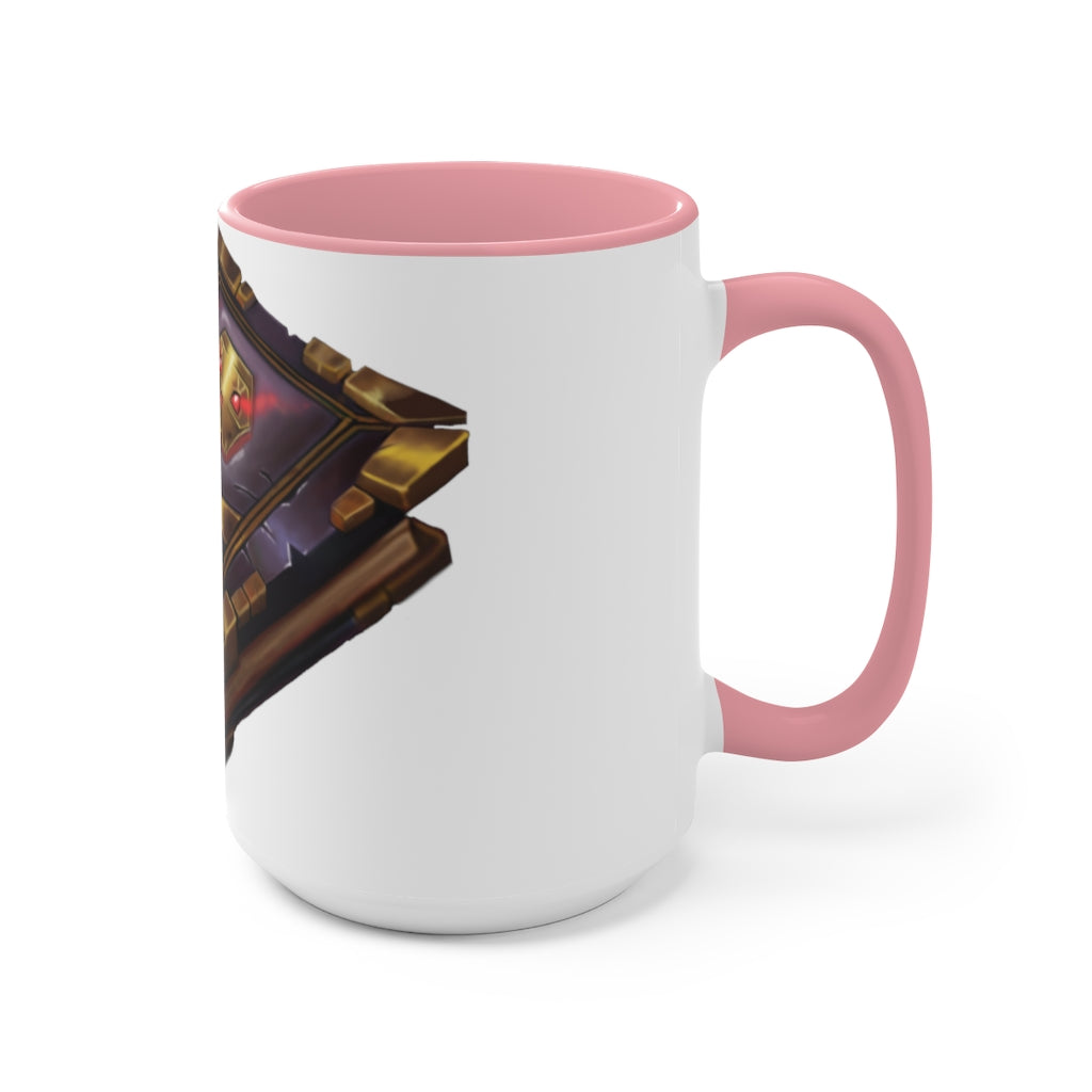 A stylish Magic Book Accent Mug featuring a white exterior with a colored interior and handle, available in three color options.