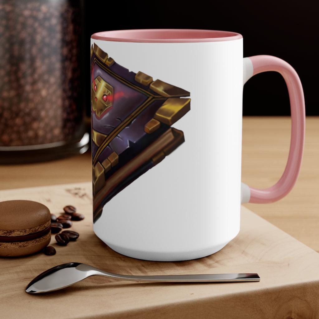 A stylish Magic Book Accent Mug featuring a white exterior with a colored interior and handle, available in three color options.