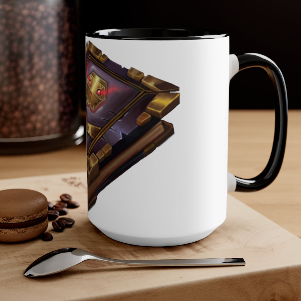 A stylish Magic Book Accent Mug featuring a white exterior with a colored interior and handle, available in three color options.