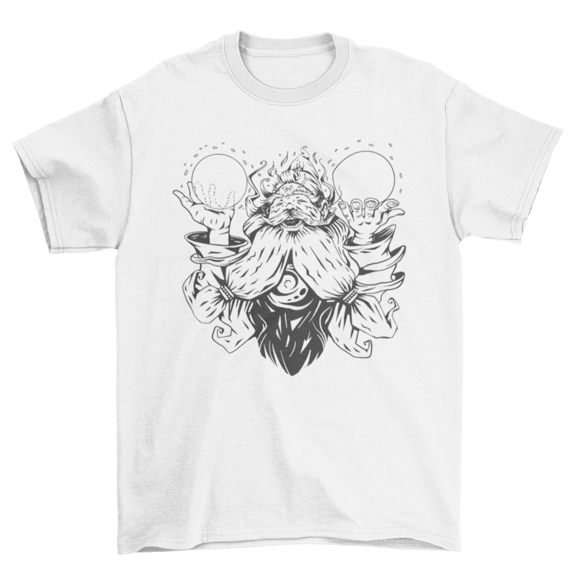 A stylish Magic Wizard T-Shirt featuring a detailed graphic of a wizard practicing magic, perfect for fantasy lovers.