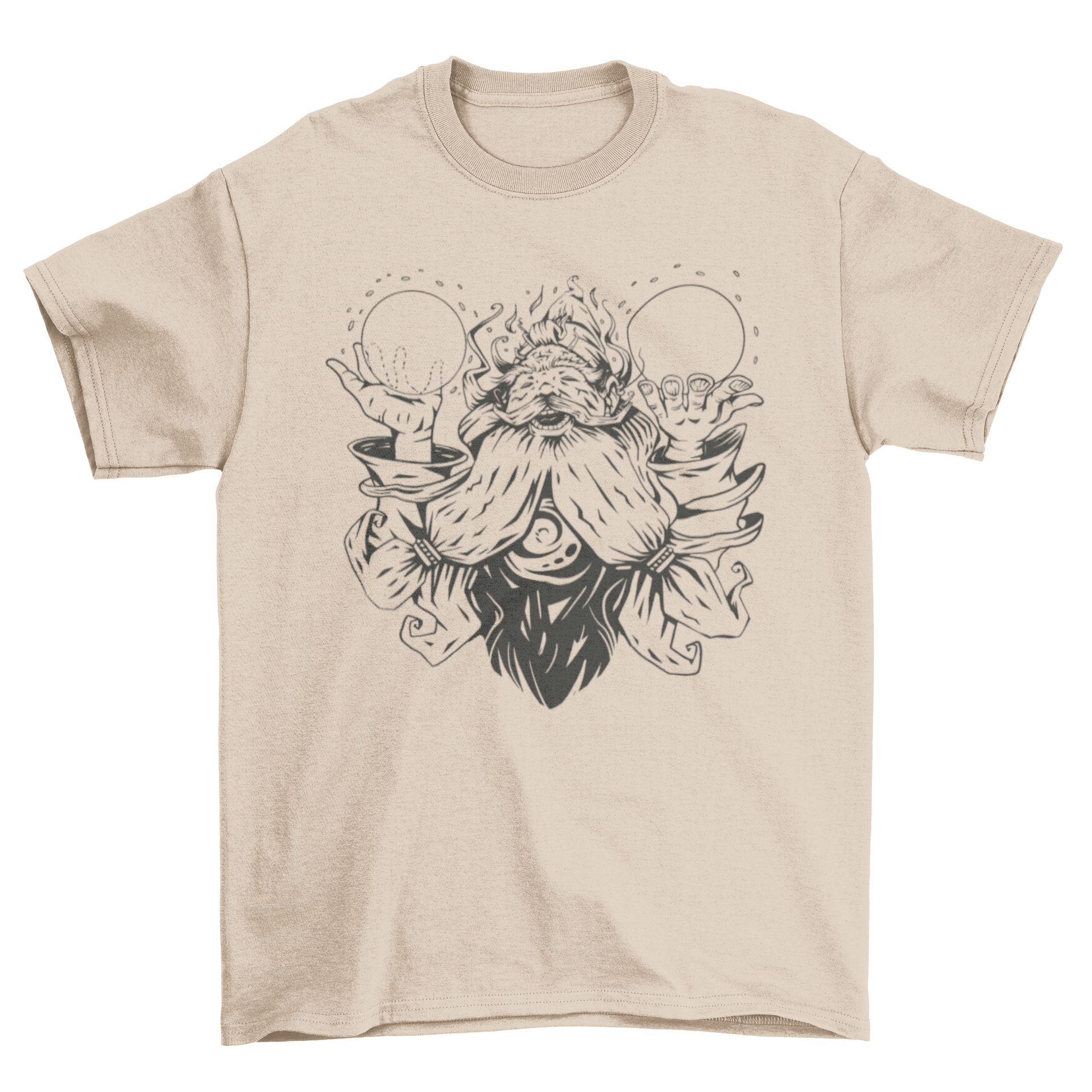 A stylish Magic Wizard T-Shirt featuring a detailed graphic of a wizard practicing magic, perfect for fantasy lovers.