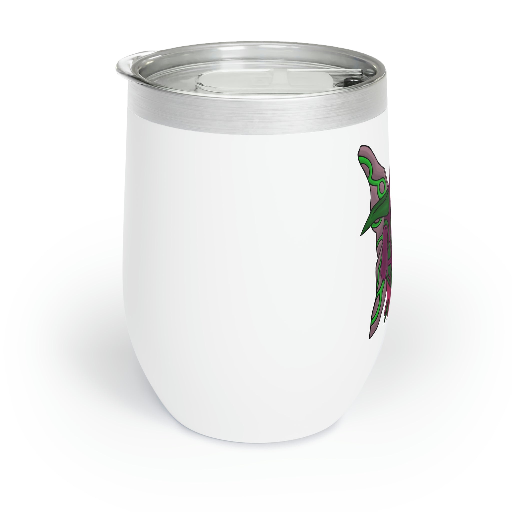 Maigetsu Chill Wine Tumbler in stainless steel with a sleek design, showcasing its double-insulated walls and customizable surface.