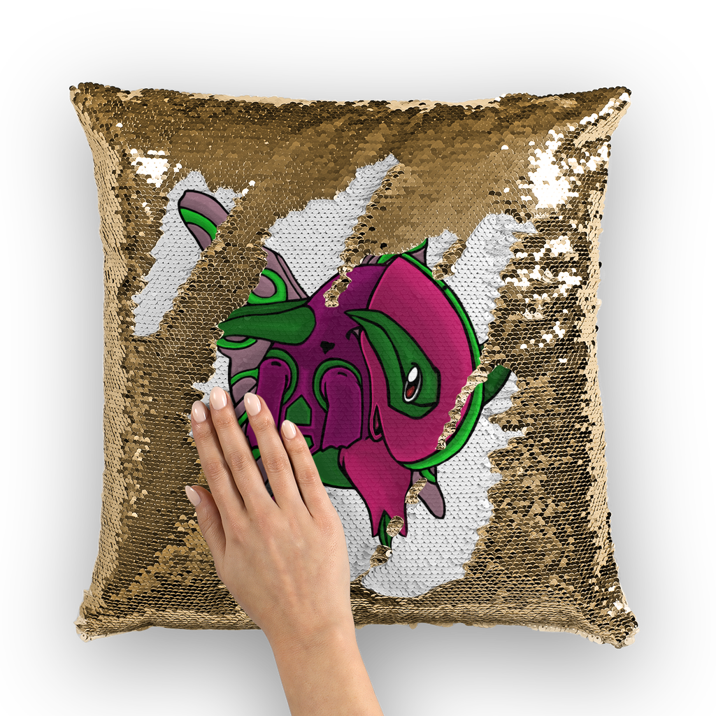 Maigetsu Sequin Cushion Cover featuring vibrant mermaid sequins on a polyester fabric, size 16" x 16".