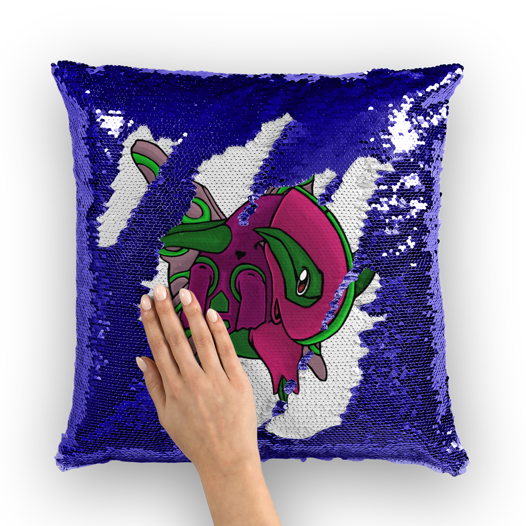 Maigetsu Sequin Cushion Cover featuring vibrant mermaid sequins on a polyester fabric, size 16" x 16".