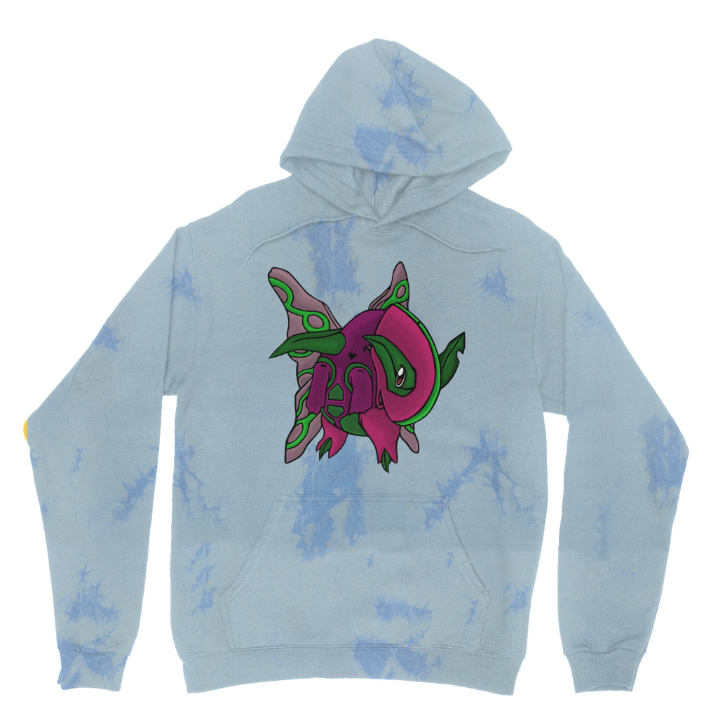 Maigetsu Tie Dye Hoodie featuring unique patterns, double fabric hood, and kangaroo pouch pocket.