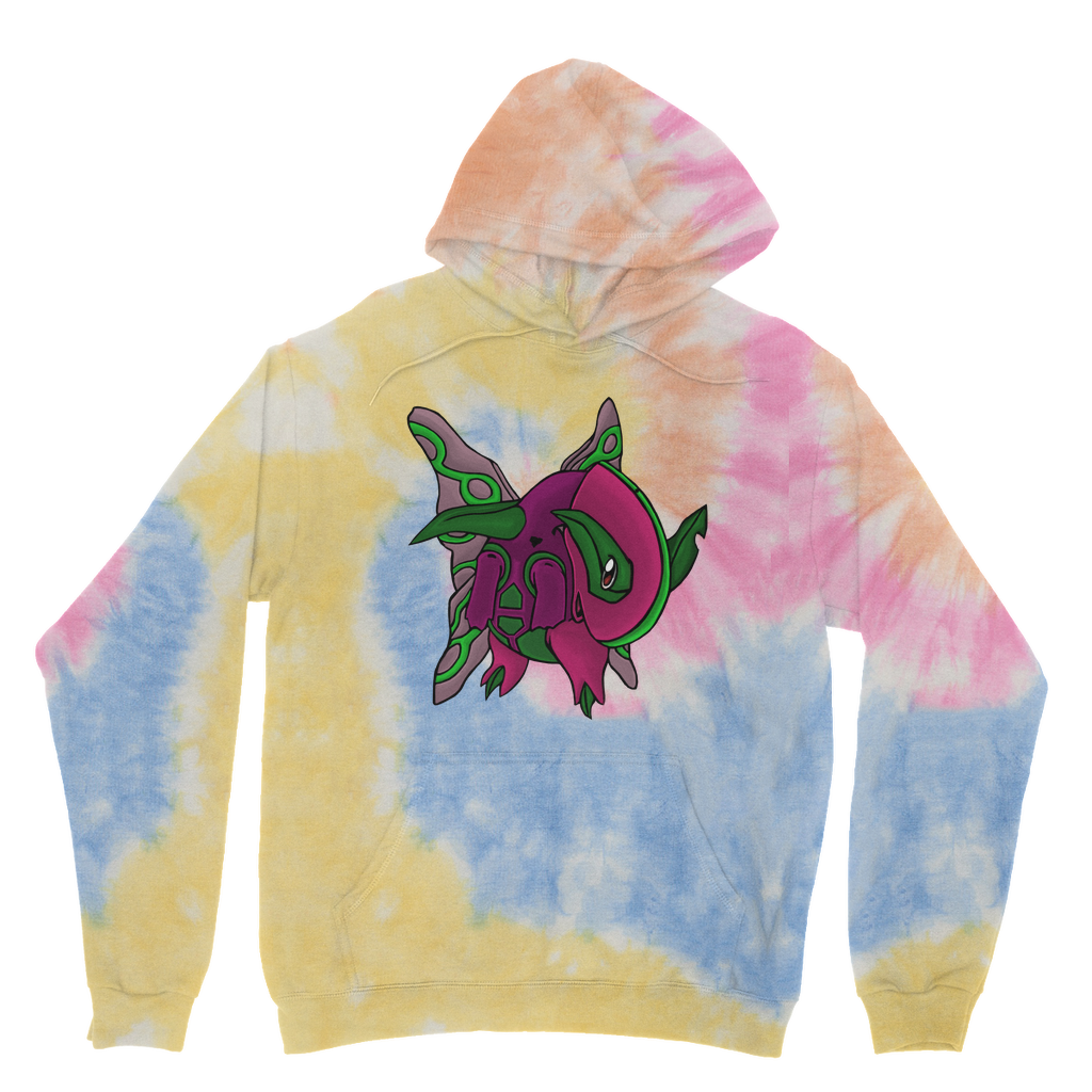 Maigetsu Tie Dye Hoodie featuring unique patterns, double fabric hood, and kangaroo pouch pocket.